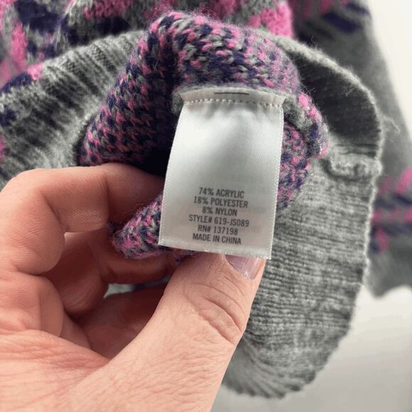 Jun & Ivy Sweater Chunky Knit Crewneck Gray Size L Acrylic Blend Geometric EUC - Picture 4 of 7